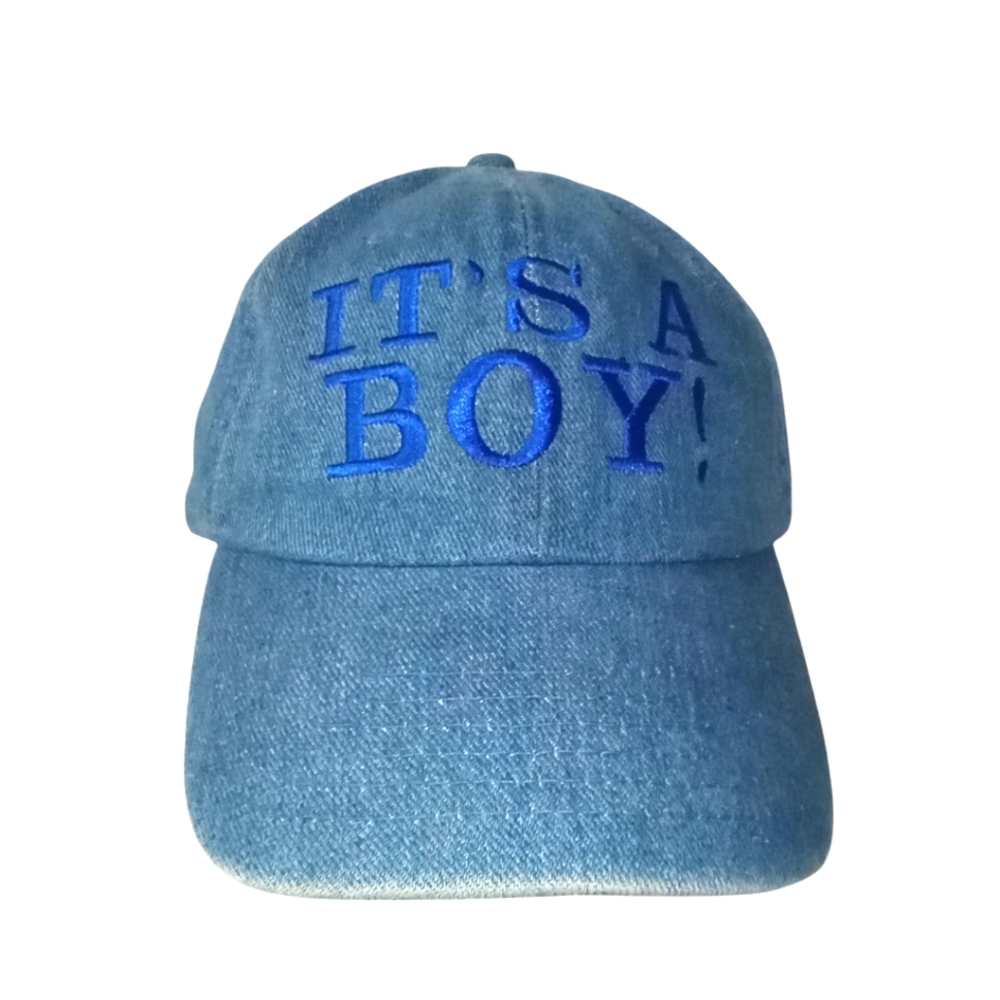 It's A Boy Gender Reveal Embroidered 100% Cotton Adjustable Blue Cap Hat